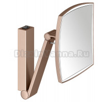 Косметическое зеркало Keuco iLook Move 17613299004 с подсветкой, настенное, с увеличением, шлифованное красное золото