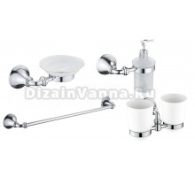 Набор Стакан Rose RG12 RG1222 двойной, хром + Мыльница RG1203 хром + Дозатор RG1244 хром + Полотенцедержатель RG1217 хром
