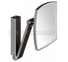 Косметическое зеркало Keuco iLook Move 17613359004 с подсветкой, настенное, с увеличением, шлифованный черный титан