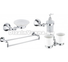 Набор Стакан Rose RG12 RG1222 двойной, хром + Мыльница RG1203 хром + Дозатор RG1244 хром + Полотенцедержатель RG1227 хром