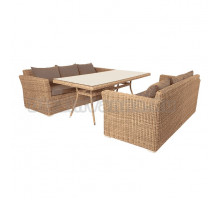 Комплект садовой мебели 3 в 1 4SiS Мокко обеденная группа плетеная, на 6 персон, соломенный