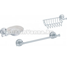 Набор Полотенцедержатель Migliore Fortuna 27661 хром + Полка 27700 хром + Мыльница подвесная, стекло, хром