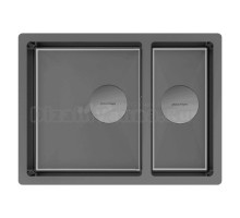 Мойка кухонная Paulmark Next 58/2S UNI PM225844-GM вороненая сталь