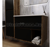 Тумба с раковиной VIANT Люксембург 60 подвесная, матовая черная