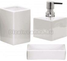 Набор Стакан Ridder Cube 2135101 белый + Мыльница 2135301 белая + Дозатор 2135501 белый