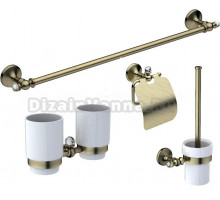 Набор Стакан Art&Max Antic Crystal AM-E-2688SJ-Br двойной + Полотенцедержатель AM-E-2624SJ-Br + Ершик AM-E-2681SJ-Br + Держатель AM-E-2683SJ-Br