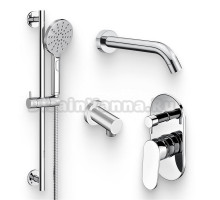 Душевой комплект Смеситель Wasserkraft Donau 5341, С ВНУТРЕННЕЙ ЧАСТЬЮ + Гарнитур A144 + Подключение A021 + Излив A018, для ванны