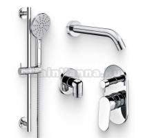 Душевой комплект Смеситель Wasserkraft Donau 5341, С ВНУТРЕННЕЙ ЧАСТЬЮ + Гарнитур A144 + Подключение A134 + Излив A018, для ванны