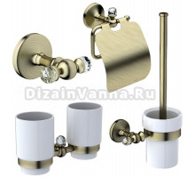 Набор Стакан Art&Max Antic Crystal AM-E-2688SJ-Br двойной + Ершик AM-E-2681SJ-Br + Держатель AM-E-2683SJ-Br + Крючок AM-E-2686SJ-Br