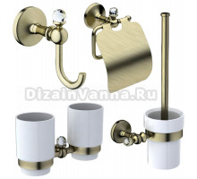 Набор Стакан Art&Max Antic Crystal AM-E-2688SJ-Br двойной + Ершик AM-E-2681SJ-Br + Держатель AM-E-2683SJ-Br + Крючок AM-E-2686BSJ-Br