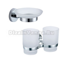 Набор Стакан Savol 87 S-008768 хром, двойной + Мыльница S-008759 хром