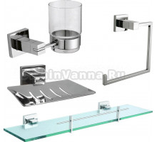 Набор Стакан Nofer Barcelona 16913.B + Мыльница 16912.B + Полка 16910.B + Полотенцедержатель 16905.B