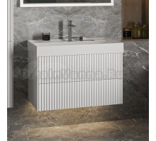 Тумба с раковиной Belux Сиртаки 85 подвесная, белая глянцевая