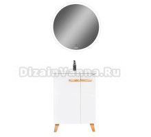 Мебель для ванной комнаты VIANT Мюнхен 70 напольная, с дверцами, матовая белая, натуральный ясень