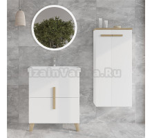 Мебель для ванной комнаты VIANT Мюнхен 70 напольная, с ящиками, матовая белая, натуральный ясень