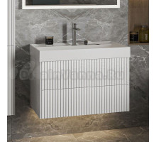 Тумба с раковиной Belux Сиртаки 85 подвесная, белая матовая