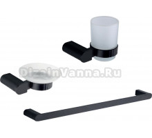 Набор Стакан Nofer Capri 16231.N черный + Мыльница 16225.N черная + Полотенцедержатель 16220.40.N черный