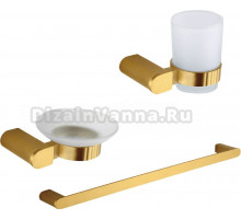 Набор Стакан Nofer Capri 16231.G золотой + Мыльница 16225.G золотая + Полотенцедержатель 16220.40.G золотой