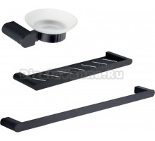 Набор Полотенцедержатель Nofer Capri 16220.60.N черный + Полка 16226.N черная + Мыльница 16225.N черная