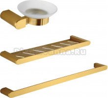 Набор Полотенцедержатель Nofer Capri 16220.60.G золотой + Полка 16226.G золотая + Мыльница 16225.G золотая
