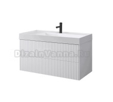 Тумба с раковиной Belux Сиртаки 100 подвесная, белая глянцевая, раковина 1000-02