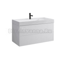 Тумба с раковиной Belux Сиртаки 100 подвесная, белая глянцевая, раковина 1000-01