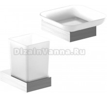 Набор Стакан Nofer Corinto 16931.S нержавеющая сталь + Мыльница 16925.S нержавеющая сталь