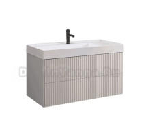 Тумба с раковиной Belux Сиртаки 100 подвесная, светлый миндаль матовый, раковина 1000-01