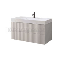 Тумба с раковиной Belux Сиртаки 100 подвесная, светлый миндаль матовый, раковина 1000-02