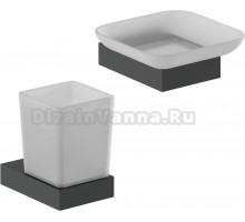 Набор Стакан Nofer Corinto 16931.N черный + Мыльница 16925.N черная