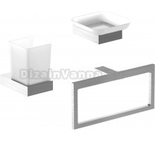 Набор Стакан Nofer Corinto 16931.S нержавеющая сталь + Мыльница 16925.S нержавеющая сталь + Полотенцедержатель 16930.S нержавеющая сталь