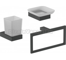 Набор Стакан Nofer Corinto 16931.N черный + Мыльница 16925.N черная + Полотенцедержатель 16930.N черный