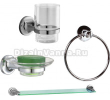 Набор Стакан Nofer Hotel 16410.B + Мыльница 16413.B + Полотенцедержатель 16407.B + Полка 16415.B