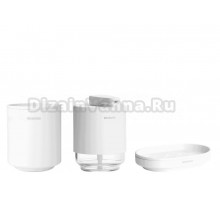 Набор Стакан Brabantia MindSet 303265 для зубных щеток, белый + Мыльница 303340 белая + Дозатор 303227 для жидкого мыла, белый