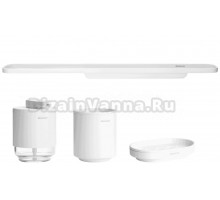 Набор Стакан Brabantia MindSet 303265 для зубных щеток, белый + Мыльница 303340 белая + Дозатор 303227 для жидкого мыла, белый + Полотенцедержатель 303586 белый