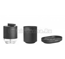 Набор Стакан Brabantia MindSet 303241 для зубных щеток, графит + Мыльница 303326 графитовая + Дозатор 303203 для жидкого мыла, графитовый