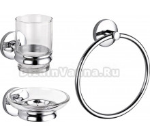 Набор Стакан Nofer Monaco 16376.B + Мыльница 16372.B глянцевая + Полотенцедержатель 16377.B