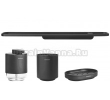 Набор Стакан Brabantia MindSet 303241 для зубных щеток, графит + Мыльница 303326 графитовая + Дозатор 303203 для жидкого мыла, графитовый + Полотенцедержатель 303562 графитовый