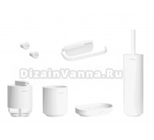 Набор Стакан Brabantia MindSet 303265 для зубных щеток, белый + Мыльница 303340 белая + Дозатор 303227 для жидкого мыла, белый + Крючок 303425 для полотенец, 2 шт, белый