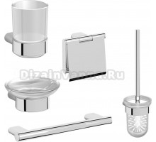 Набор Мыльница Nofer Santorini 16340.B + Стакан 16339.B хром + Полотенцедержатель 16331.B 304 мм + Ершик 16342.B + Держатель 16333.B