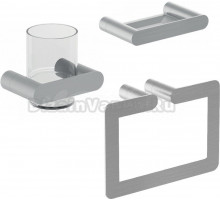 Набор Стакан Nofer Verona 16881.S + Мыльница 16875.S матовый сатин + Полотенцедержатель 16880.S