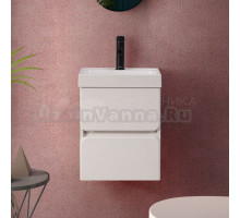 Тумба с раковиной Belux Бостон 40 подвесная, белая глянцевая, 2 ящика