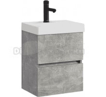Тумба с раковиной Belux Бостон 40 подвесная, бетон чикаго светло-серый, 2 ящика
