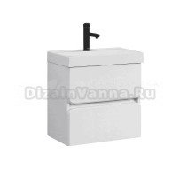 Тумба с раковиной Belux Бостон 50 подвесная, белая глянцевая, 2 ящика