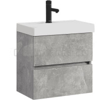 Тумба с раковиной Belux Бостон 50 подвесная, бетон чикаго светло-серый, 2 ящика