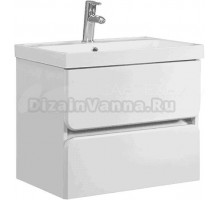 Тумба с раковиной Belux Бостон 60 подвесная, белая глянцевая, 2 ящика