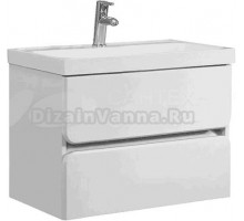 Тумба с раковиной Belux Бостон 70 подвесная, белая глянцевая, 2 ящика