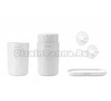 Набор Стакан Brabantia ReNew 280306 для зубных щеток, белый + Мыльница 280221 белая + Дозатор 280269 для жидкого мыла, белый + Крючок 280344 для полотенец, 2 шт, белый