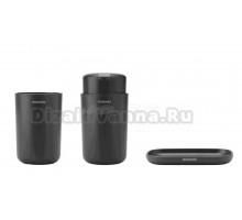 Набор Стакан Brabantia ReNew 280283 для зубных щеток, темно-серый + Мыльница 280207 темно-серая + Дозатор 280245 для жидкого мыла, темно-серый
