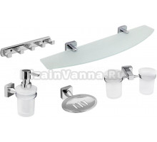 Набор Стакан Wasserkraft Lippe K-6528D двойной + Мыльница K-6569 + Дозатор K-6599 + Полка K-6524 + Крючок K-6575